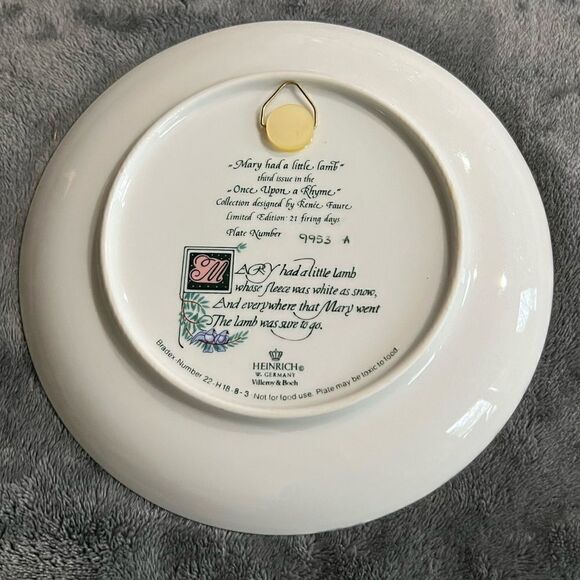 Vintage Mary Had a Little Lamb plate from Once upon a Rhyme series - Picture 12 of 12